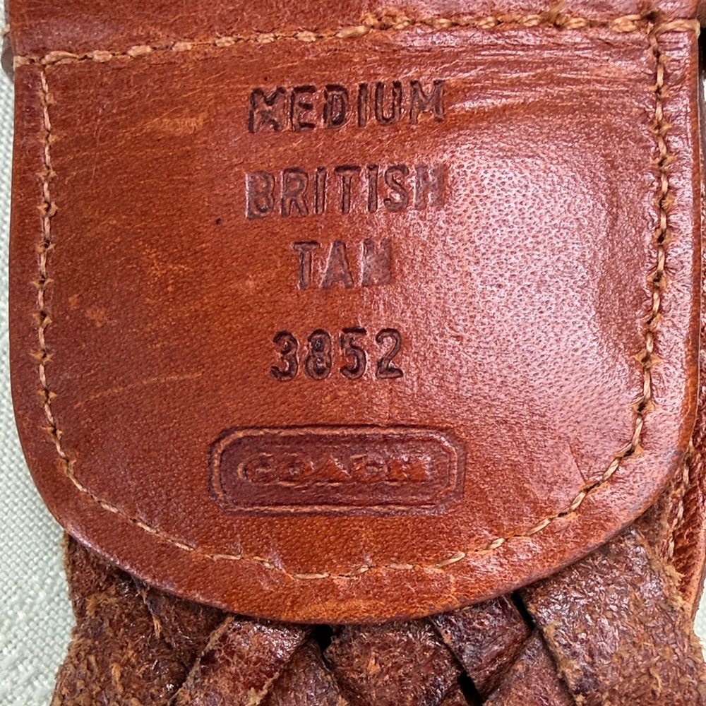 Vintage Coach British Tan Braided Wide Leather Belt - Picture 2 of 12